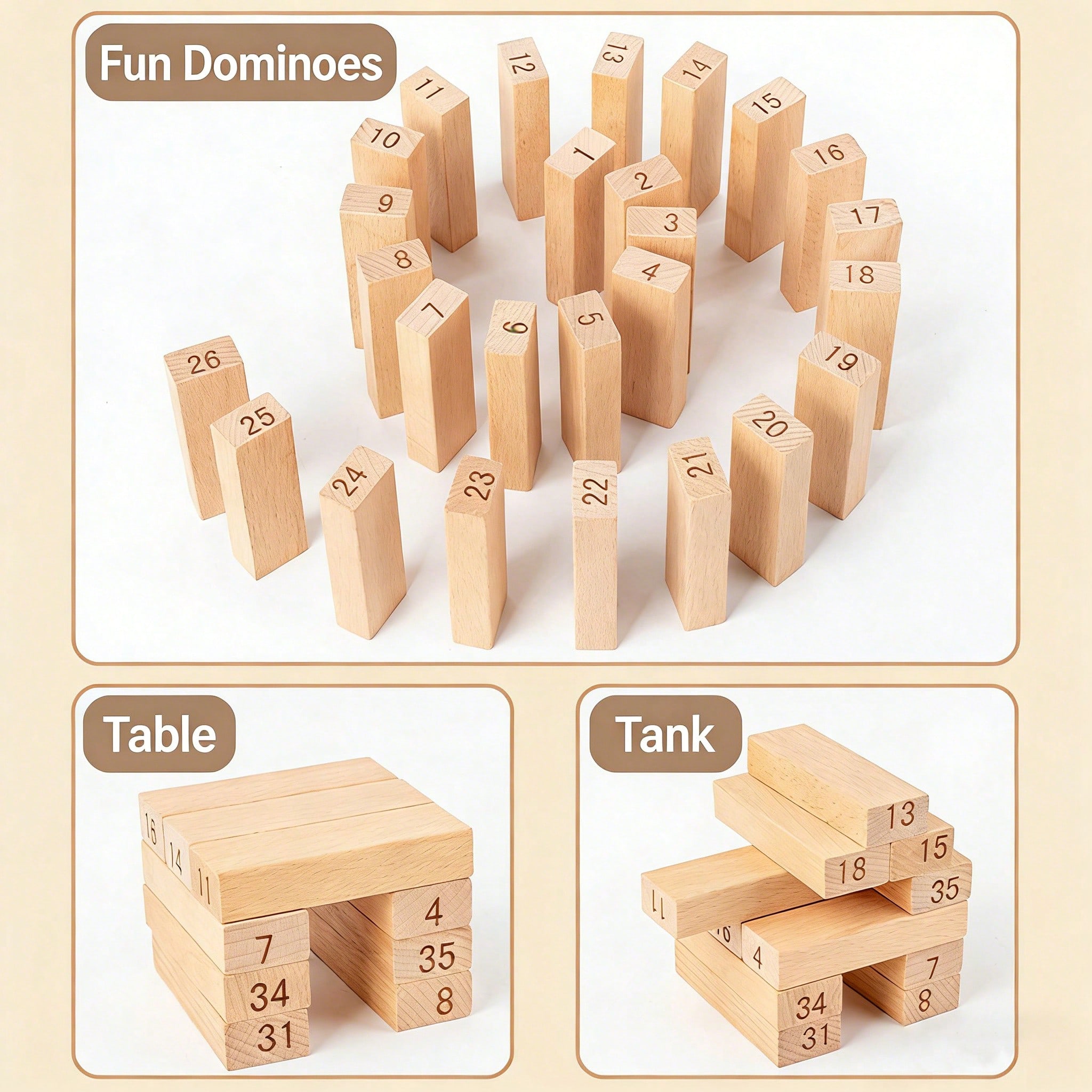 Jeu de construction en bois, t - Kids Education Number avis et prix